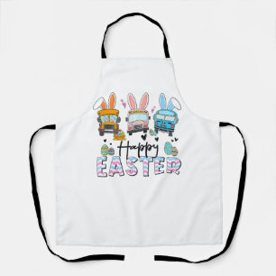 Happy Easter Day Funny School Bus Driver Life Happ Apron