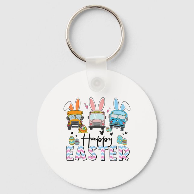 Happy Easter Day Funny School Bus Driver Life Happ Key Ring (Front)