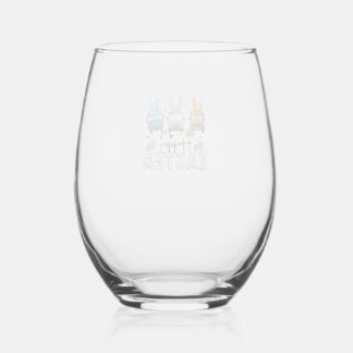 Happy Easter Day Funny School Bus Driver Life Happ Stemless Wine Glass