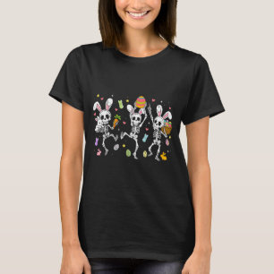 Happy easter day funny skeletons dancing bunny egg T-Shirt