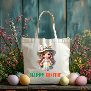 Happy Easter Day - Girl Tote Bag