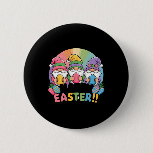 Happy Easter Day Gnomies Bunny Happy Easter Gnome 6 Cm Round Badge