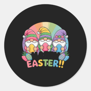 Happy Easter Day Gnomies Bunny Happy Easter Gnome Classic Round Sticker