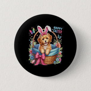 Happy Easter Day Golden Doodle Dog Lovers Easter B 6 Cm Round Badge