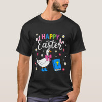 Happy easter day goose coquette bow eggs bunny