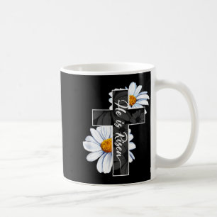 Happy easter day he is risen jesus christian cross coffee mug