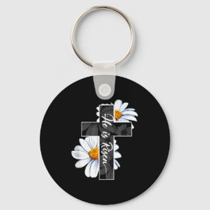 Happy easter day he is risen jesus christian cross key ring