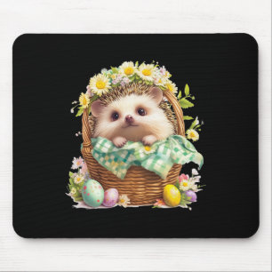 Happy Easter Day - Hedgehog Sitting Inside A Woven Mouse Mat