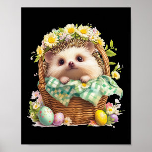 Happy Easter Day - Hedgehog Sitting Inside A Woven Poster