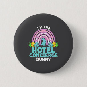 Happy Easter Day I M The Hotel Concierge Bunny 6 Cm Round Badge