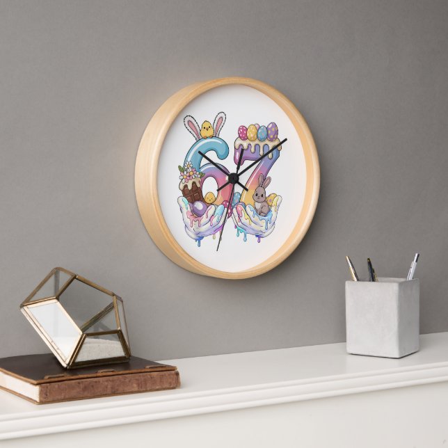 Happy Easter Day Ice Cream Eggs Clock (Office)