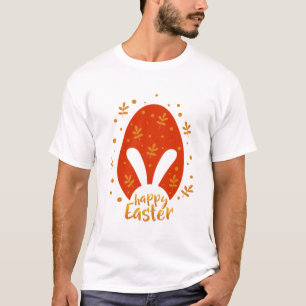 Happy easter day leaves and egg, cute easter bunny T-Shirt