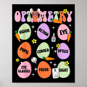 Happy Easter Day Optometry Bunny Eggs Eye Doctor S Poster