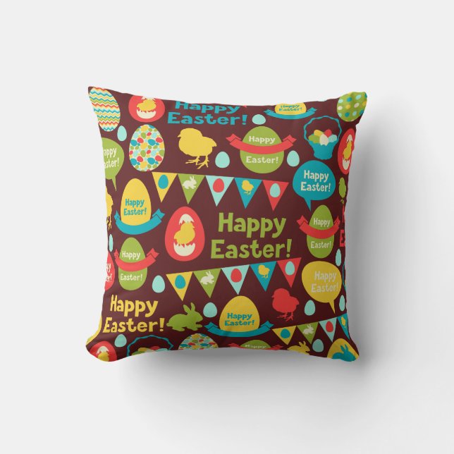 Happy Easter day- Pattern Bunny And Eggs Easter    Cushion (Front)