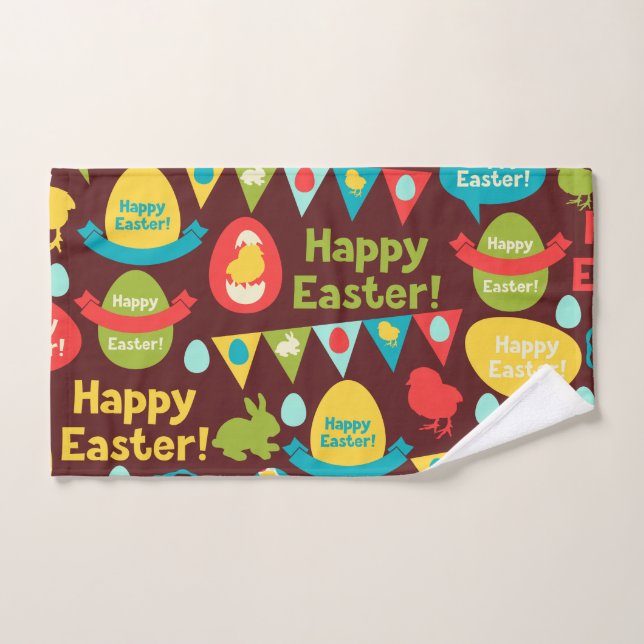 Happy Easter day- Pattern Bunny And Eggs Easter   Hand Towel (Hand Towel)