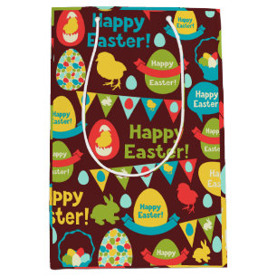 Happy Easter day- Pattern Bunny And Eggs Easter    Medium Gift Bag