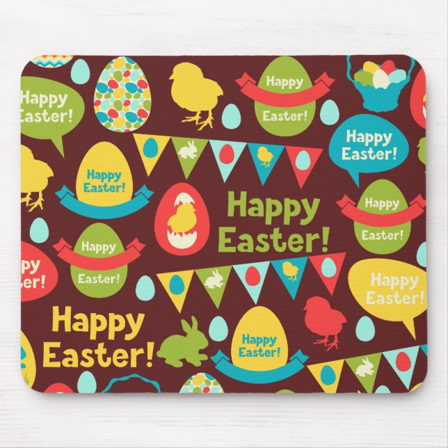 Happy Easter day- Pattern Bunny And Eggs Easter   Mouse Mat (Front)