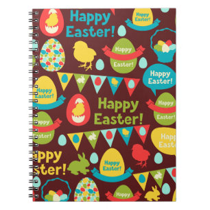 Happy Easter day- Pattern Bunny And Eggs Easter Notebook