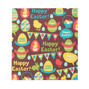 Happy Easter day- Pattern Bunny And Eggs Easter Notepad