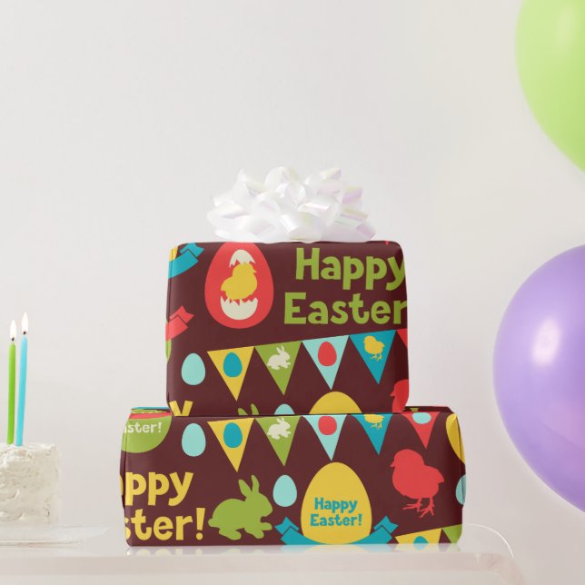 Happy Easter day- Pattern Bunny And Eggs Easter    Wrapping Paper (Party Gifts)