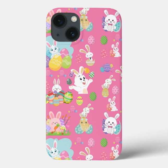 Happy Easter day- Pattern Funny Bunny And Eggs     Case-Mate iPhone Case (Back)