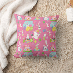 Happy Easter day- Pattern Funny Bunny And Eggs Cushion