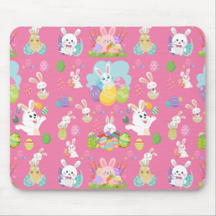 Happy Easter day- Pattern Funny Bunny And Eggs Mouse Mat