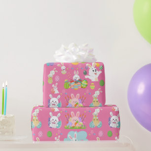Happy Easter day- Pattern Funny Bunny And Eggs Wrapping Paper