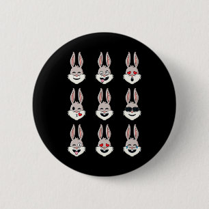 Happy Easter Day Rabbit Face Emotions Fun Boys Gir 6 Cm Round Badge