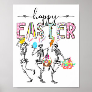 Happy Easter Day Skeleton Bunny Egg Boys Girls Poster