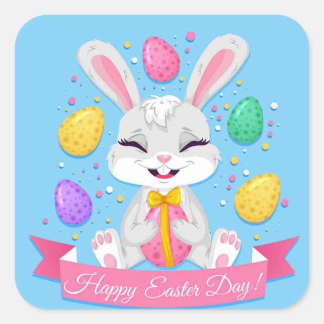 Happy Easter Day Square Sticker (Front)