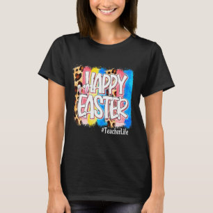 Happy Easter Day Teacher Life Vintage Leopard Skin T-Shirt