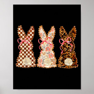 Happy Easter Day Three Bunnies Funny Rabbit Eggs B Poster