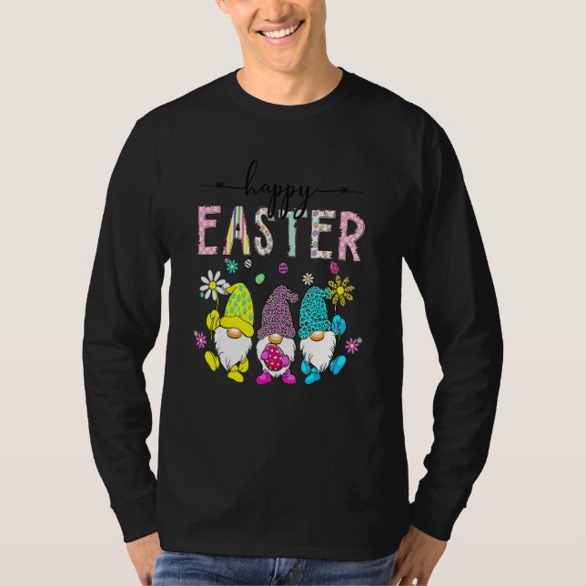 Happy Easter Day Three Gnome Bunny Egg T-Shirt (Front)