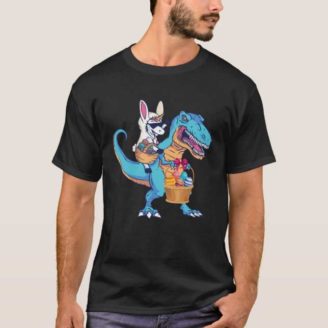 Happy Easter Day Unicorn Rex Dino Easter Party Eas T-Shirt (Front)