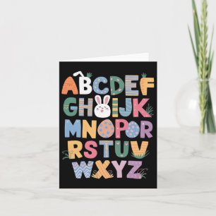 Happy Easter Day With Cute Bunny And Abcs For Stud Card