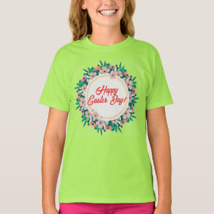 Happy Easter Day With Floral Frame-23046 T-Shirt