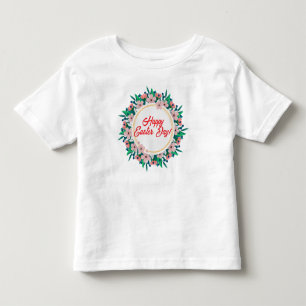 Happy Easter Day With Floral Frame-23046 Toddler T-Shirt