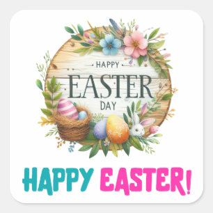 Happy Easter Day - Woman Square Sticker