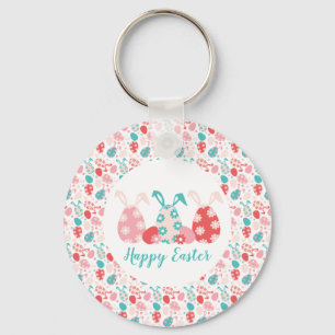 Happy Easter Decorated Eggs Bunny Ears Key Ring