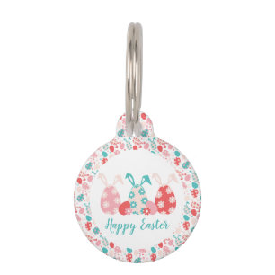 Happy Easter Decorated Eggs Bunny Ears Pet Tag