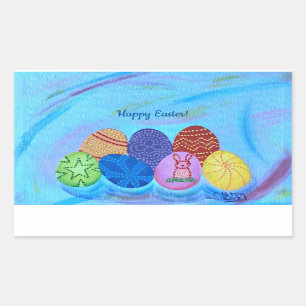 Happy Easter Decorative Pointillism Eggs Stickers