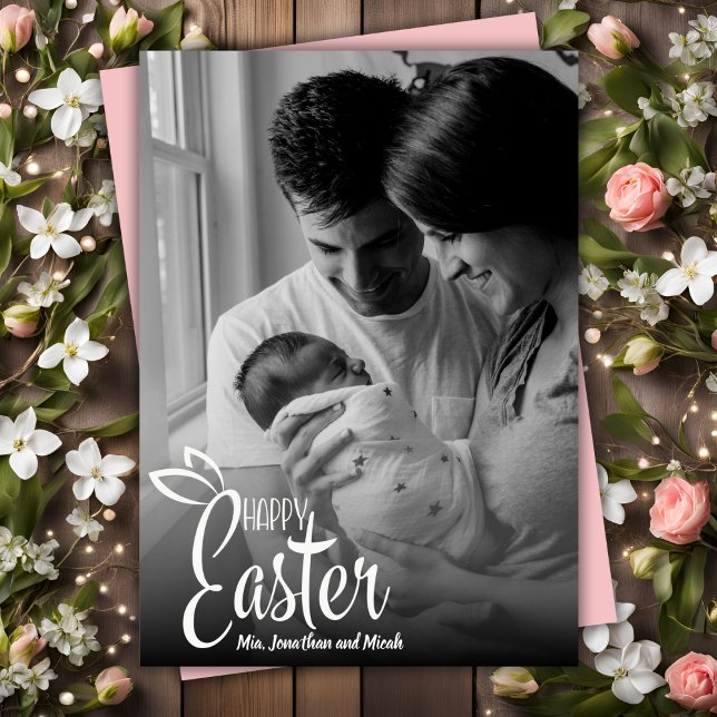 Happy Easter Decorative Script Overlay Photo Holiday Card (Happy Easter Decorative Script Overlay Photo Holiday Card)