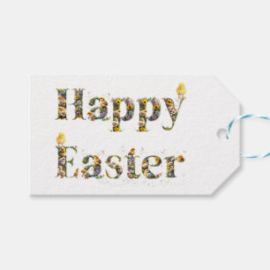 Happy Easter Decorative text Baby Chicks Gift Tags