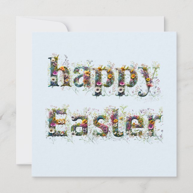 Happy Easter Decorative text  Holiday Card (Front)