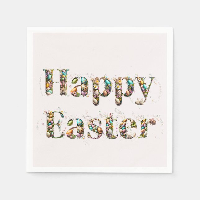 Happy Easter Decorative text  Napkin (Front)