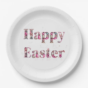 Happy Easter Decorative text Paper Plate