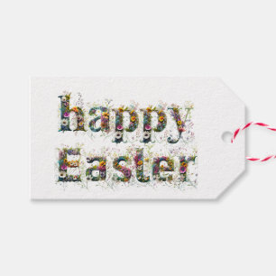 Happy Easter Decorative Wildflower text Gift Tags