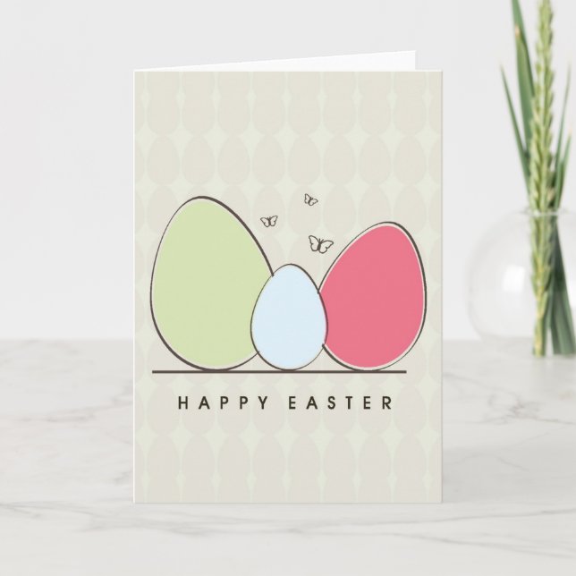Happy Easter Design with Colourful Eggs Holiday Card (Front)