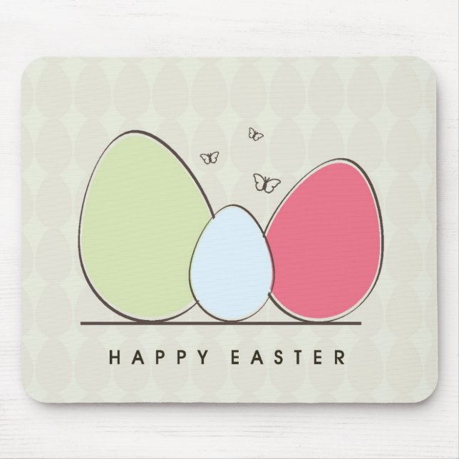 Happy Easter Design with Colourful Eggs Mouse Mat (Front)